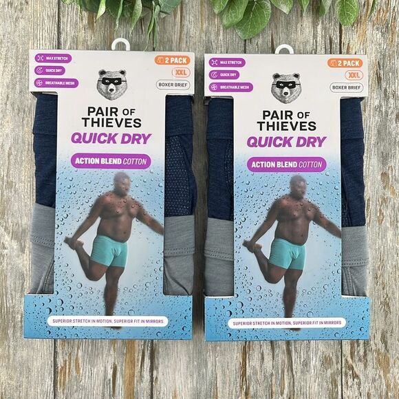 Men’s Pair of Thieves Quick Dry Boxer Briefs Underwear 2, 2-Packs Size XXL - Picture 1 of 5